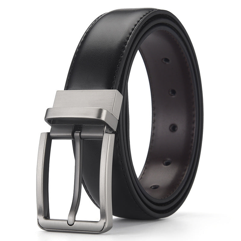 Men's Leather Business Rotation Pin Buckle Belt
