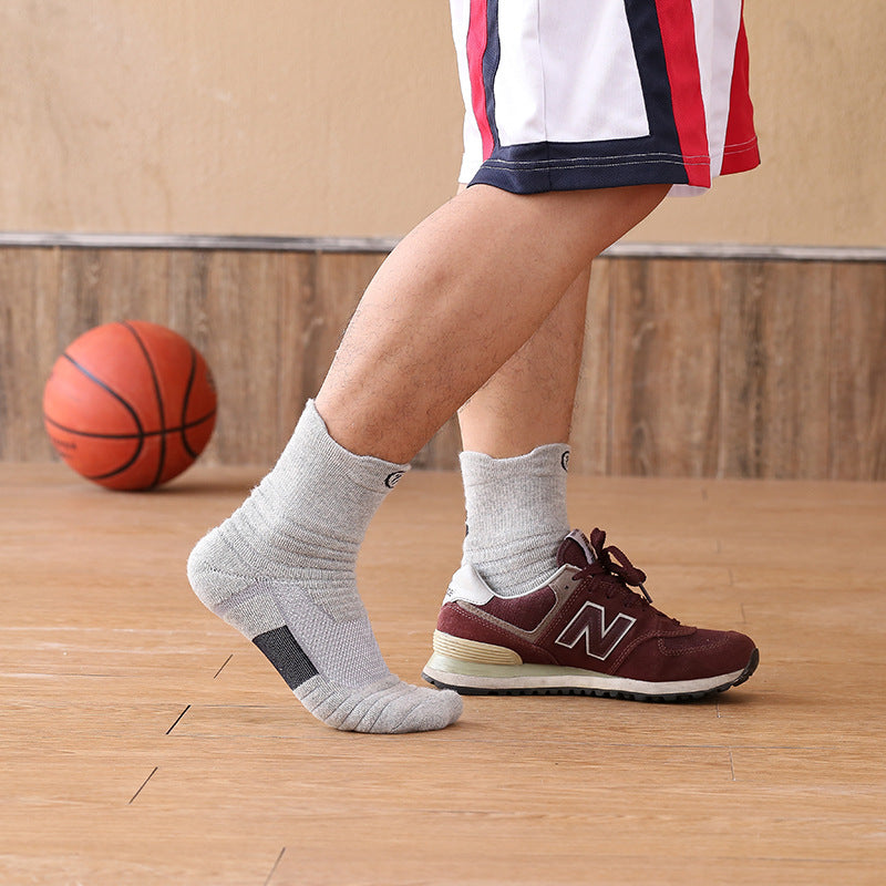 Men's Running and Basketball Socks with Thick Towel Bottom