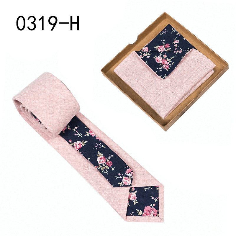 Men's Cotton Floral Tie & Pocket Square Set