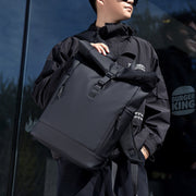 Men's Rugged Diamond Pattern Waterproof PU Laptop Backpack