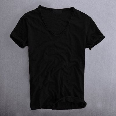 Simple Solid Color T-shirt Slub Cotton Men's Short-sleeved T-shirt
