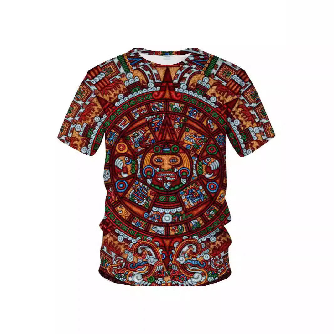 Men's Mexican Maya Realistic Pattern Short Sleeve