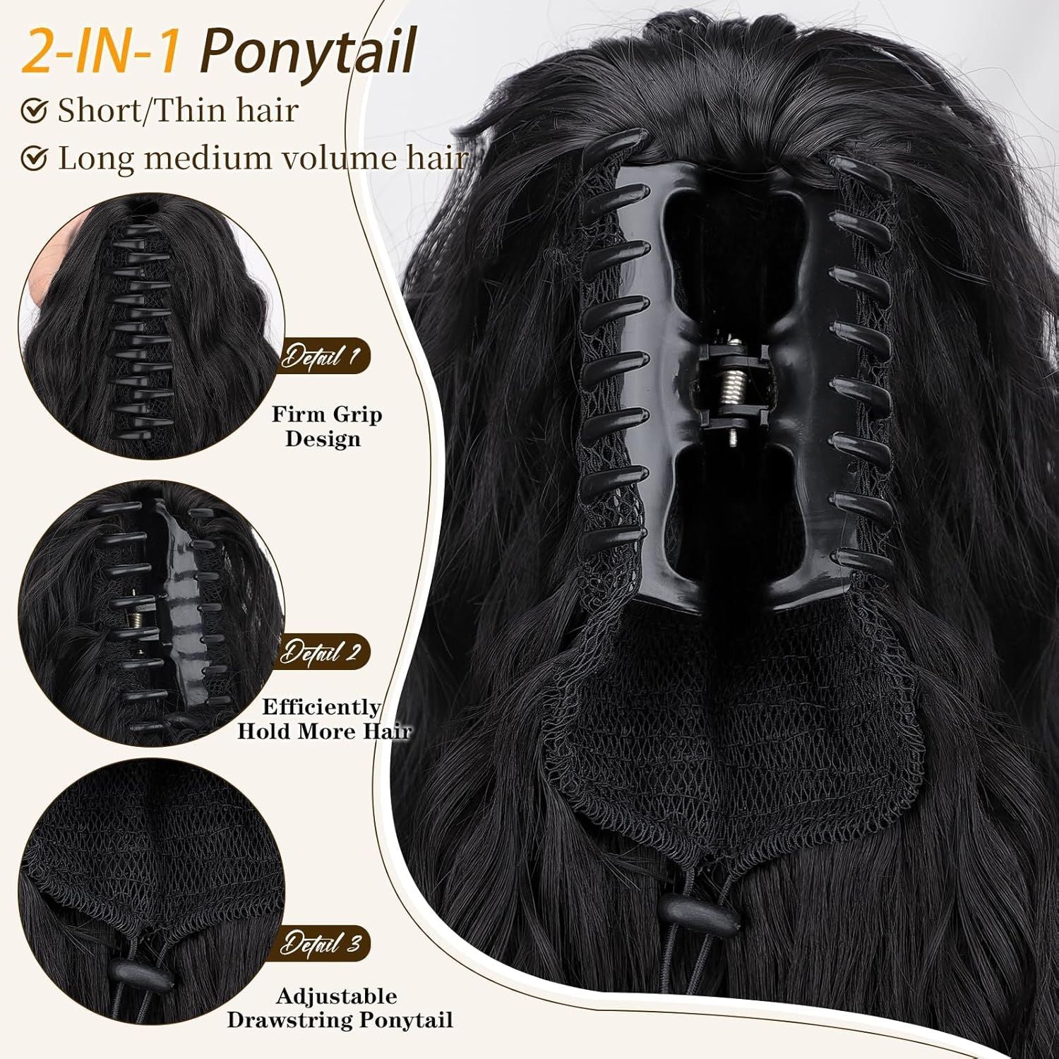 Silk Hair Extension Wig Curly Wavy For Women 18Inch
