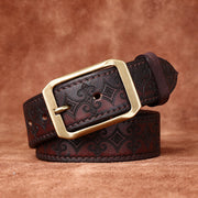 Thick First Layer Cowhide Carved Genuine Leather Belt
