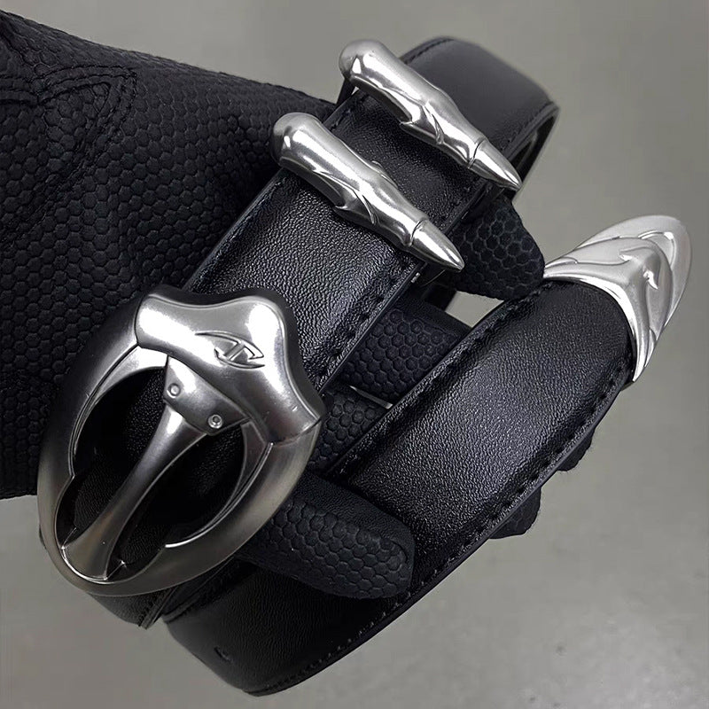 Retro Silver Bullet Buckle Denim Belt