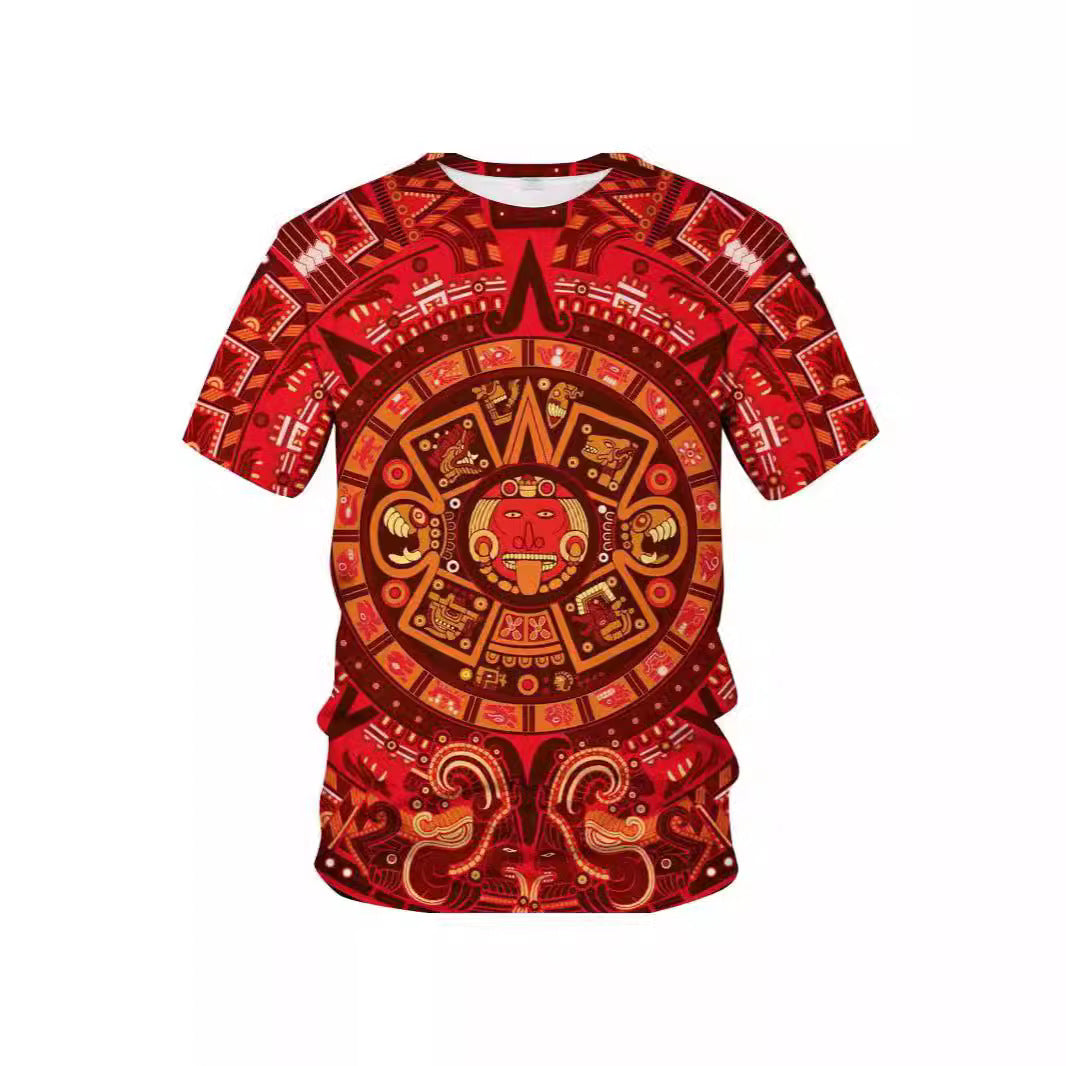 Men's Mexican Maya Realistic Pattern Short Sleeve