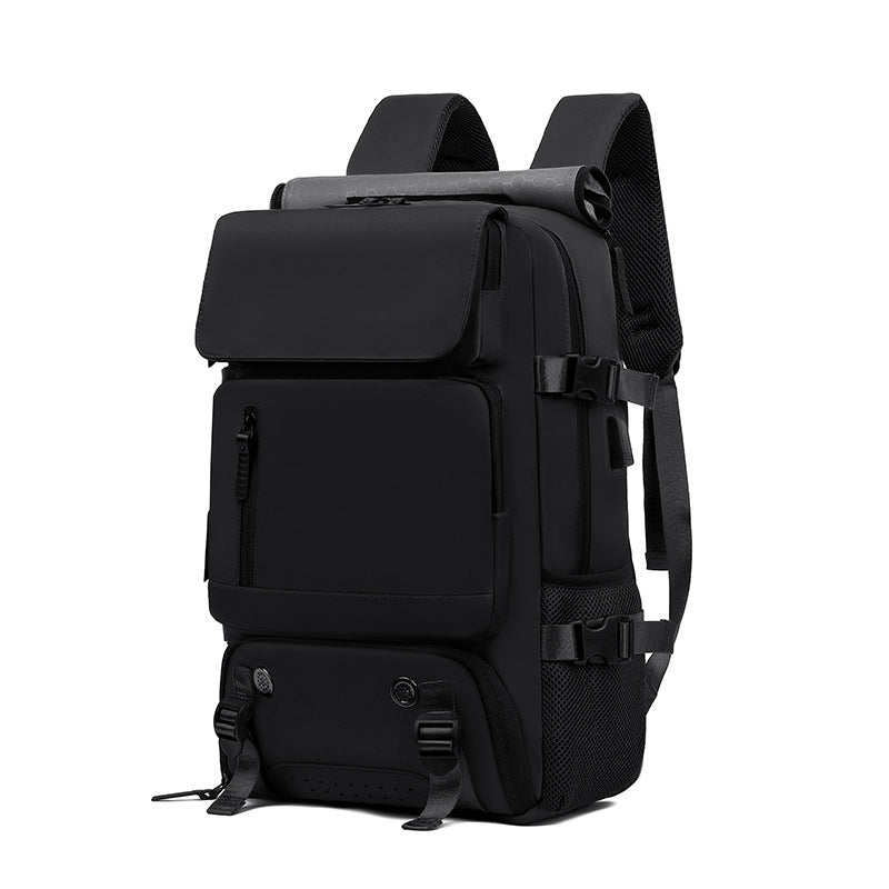 Men's Large Capacity Travel Backpack Oxford Cloth Solid