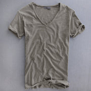 Simple Solid Color T-shirt Slub Cotton Men's Short-sleeved T-shirt