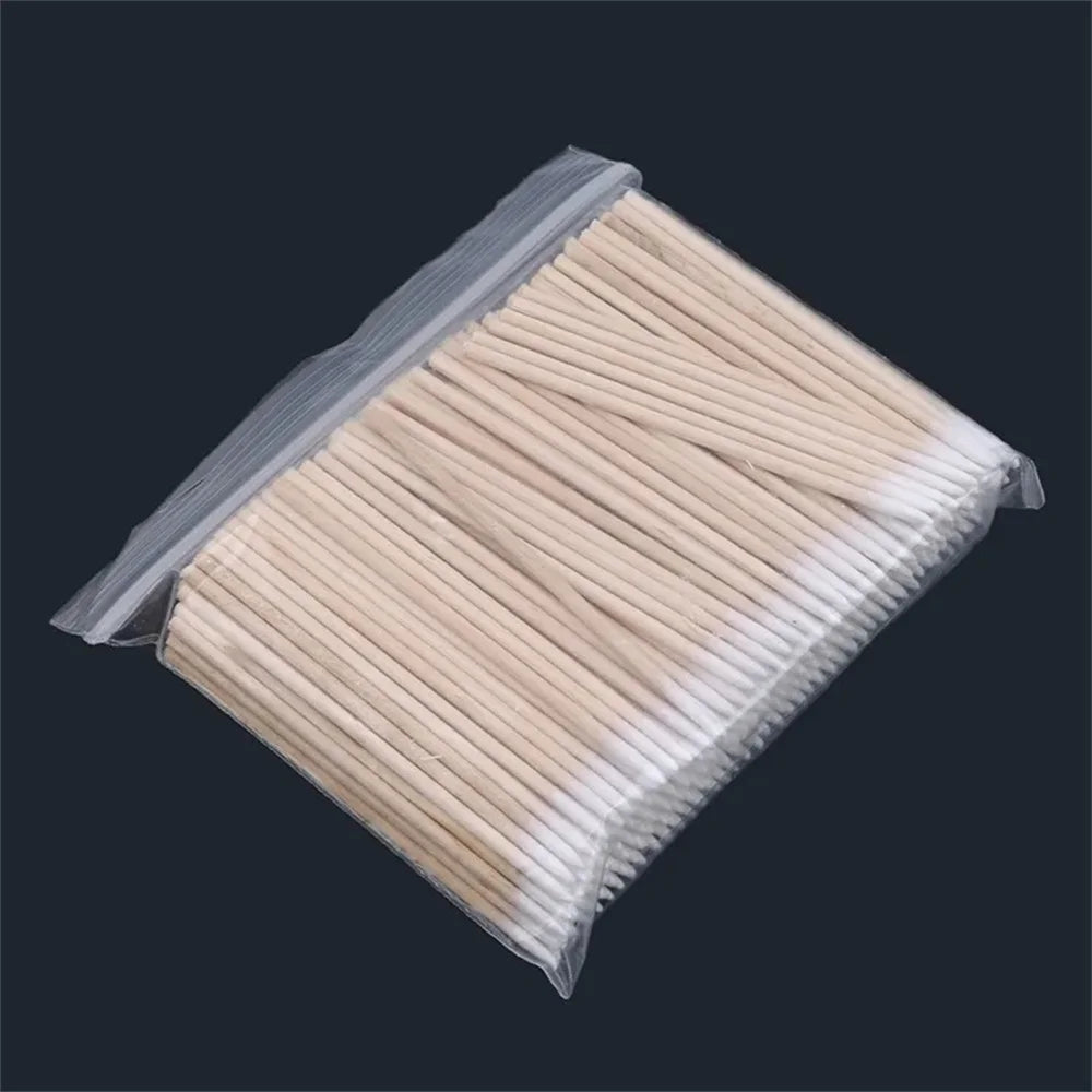 100/300 PCS/Ear Care Clean Wood Handle Pointed Tip Head Cotton Semi