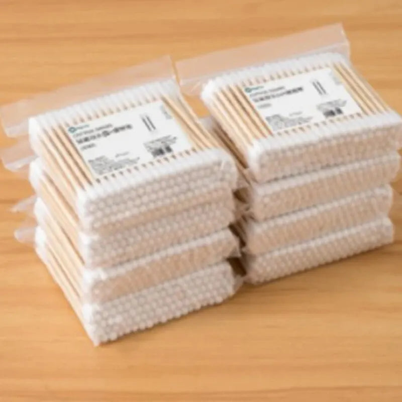 1000pcs Double Ended Cotton Swab Ear Remover Household Wooden Stick