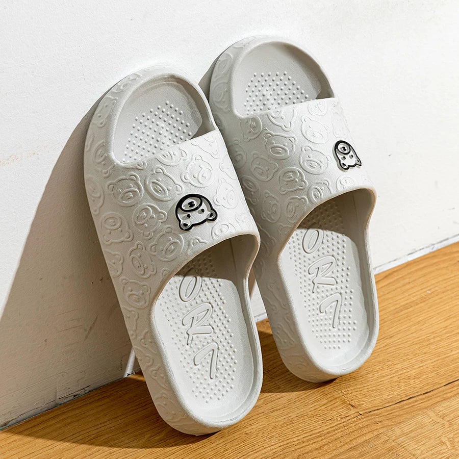 Panlalaking Tsinelas Summer Cartoon Bear Indoor Soft Makapal Sole Anti Slip 