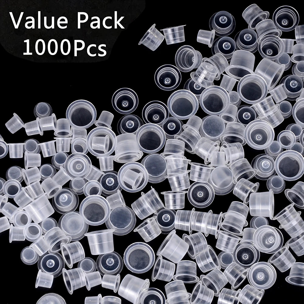 1000 PCS Plastic Disposable Tattoo Ink Cups Pigment Clear Holder