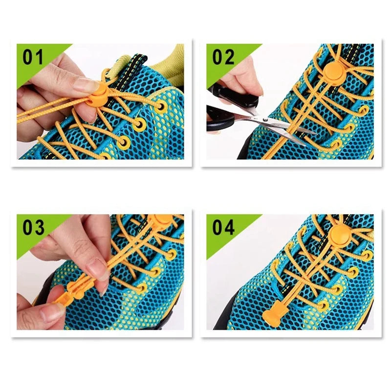 1 pares Lazy Laces Sneaker ShoeLaces Elastic Shoe Laces Shoe 