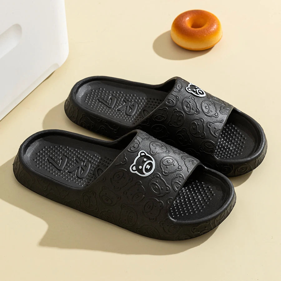 Panlalaking Tsinelas Summer Cartoon Bear Indoor Soft Makapal Sole Anti Slip 