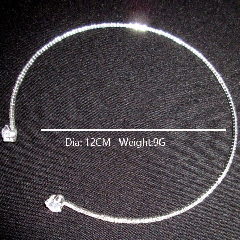Silver Rhinestone Heart Choker Necklace for Women