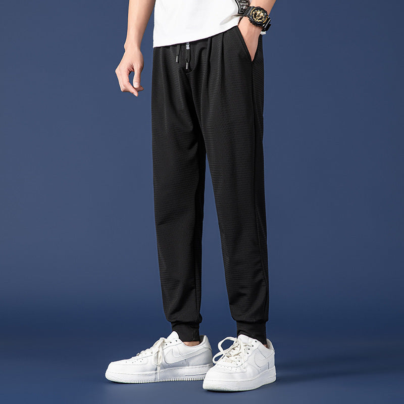 Men’s Nine-Point Wide-Leg Sweatpants with Drawstring Waist