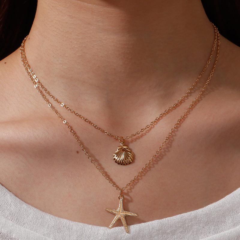 Simple Shell Double-layer Necklace For Women
