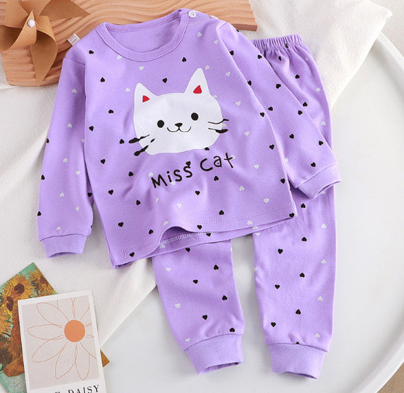 Children's Pure Cotton Cute Printed Autumn Clothes And Pants Set