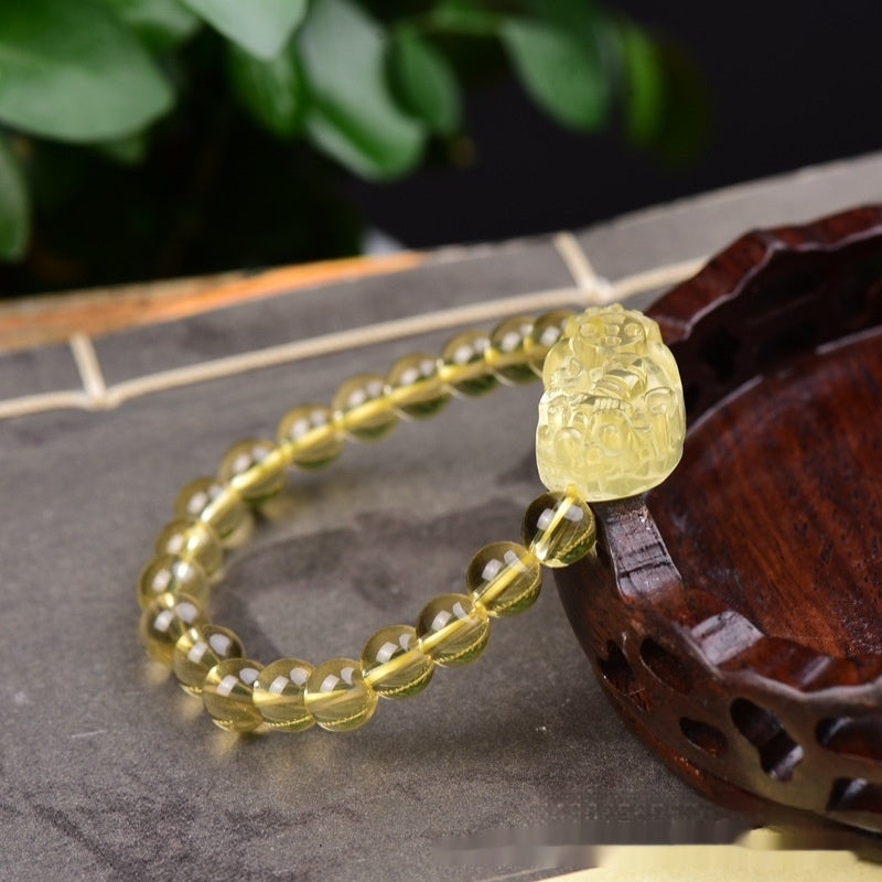 Fashionable And Individual Yellow Crystal Pendant Bracelet