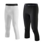 Men’s Cropped Sports Training Tights – Quick-Dry Running Leggings