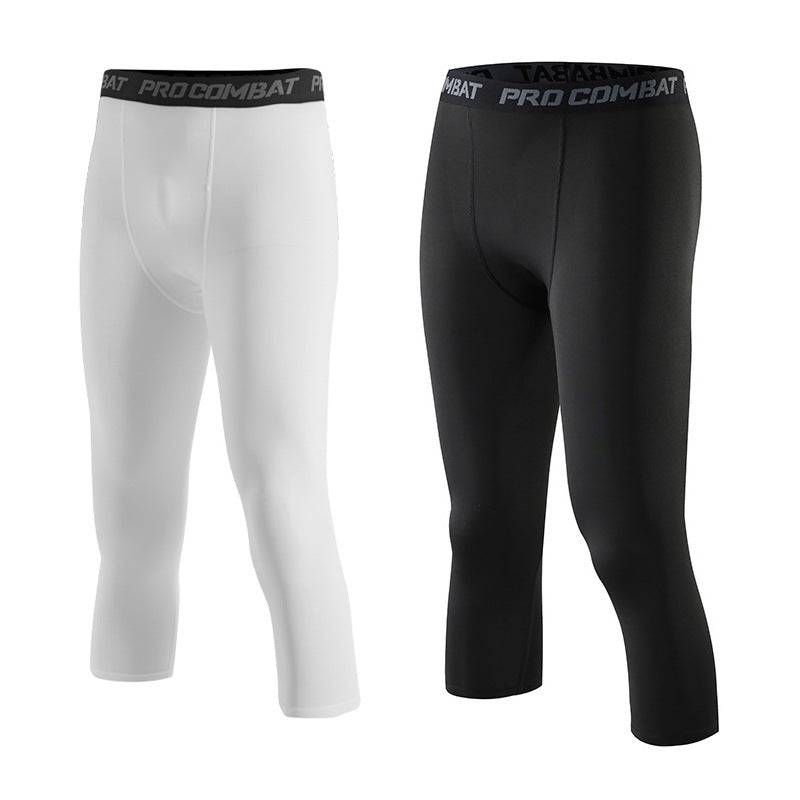 Men’s Cropped Sports Training Tights – Quick-Dry Running Leggings
