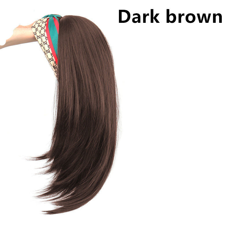 Headscarf Wig Hair Hoop Wig One Female Long Hair U-shaped Half Headgear