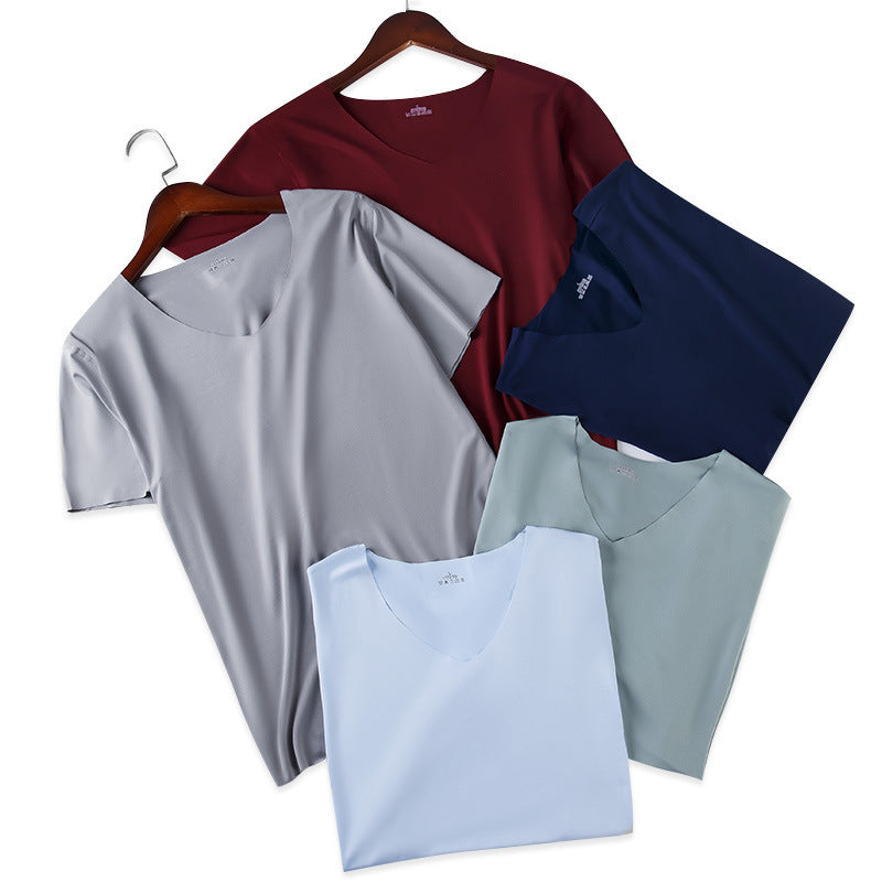 Men's Thin Ice Silk Seamless Short Sleeve T-shirt