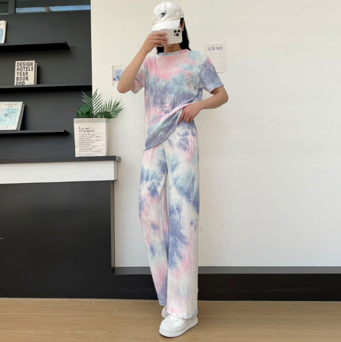 Unisex Gradient Polyester Lounge Set Slim Fit Homewear