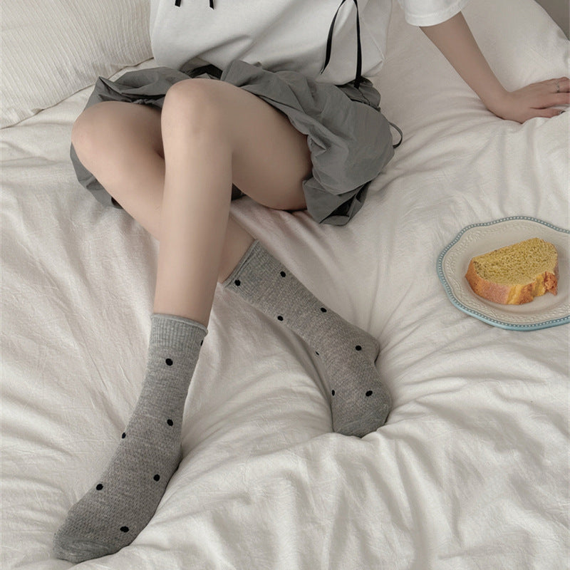 Thin Mesh Polka Dot Hollow Out Mid-Calf Socks Breathable