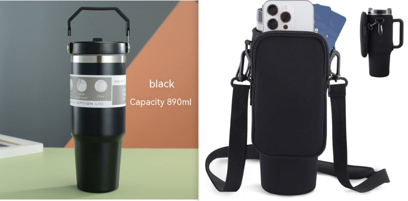 Insulated Stainless Steel Water Bottle – Travel Sports Tumbler with Handle
