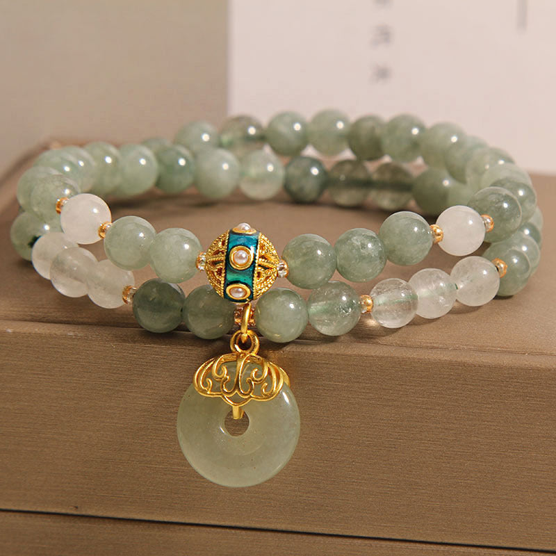 Aventurine Double-layer Jade Bracelet For Women Light Luxury Minority Exquisite Peace Buckle