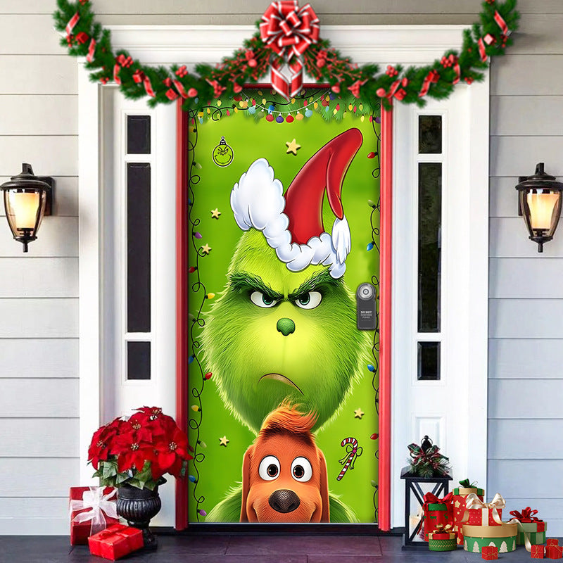 Christmas Forest Background Fabric Door Shelter Door Hanging New Year Party Decoration