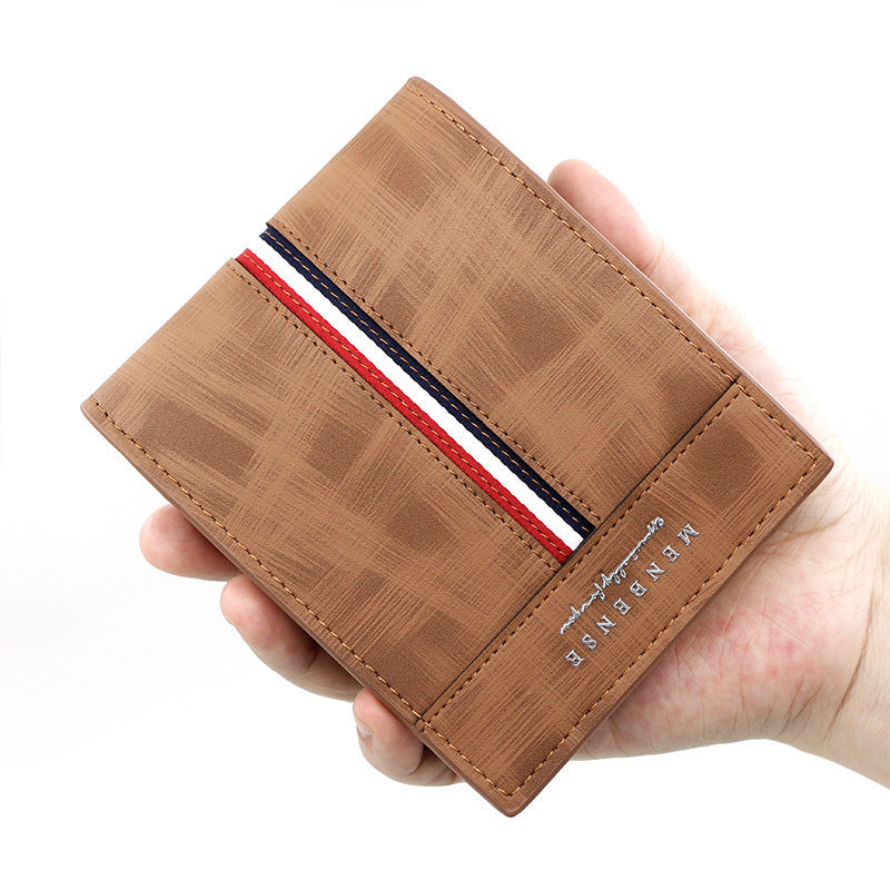 Tri Fold PU Leather Wallet Letters Pattern Unisex Slim