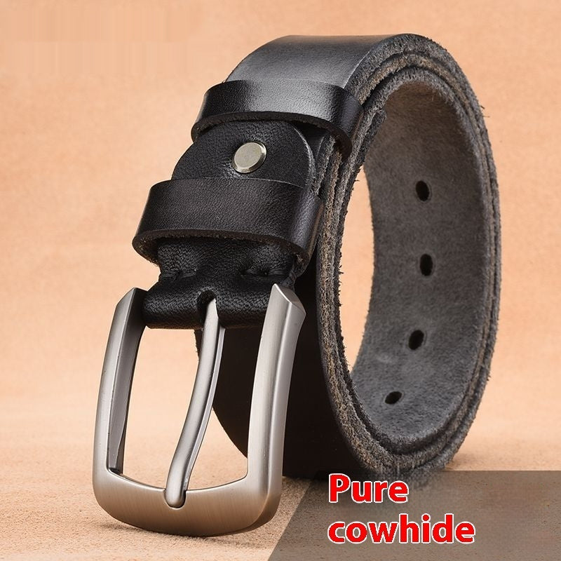 Men’s Leather Belt with Pin Buckle – Classic Durable Design