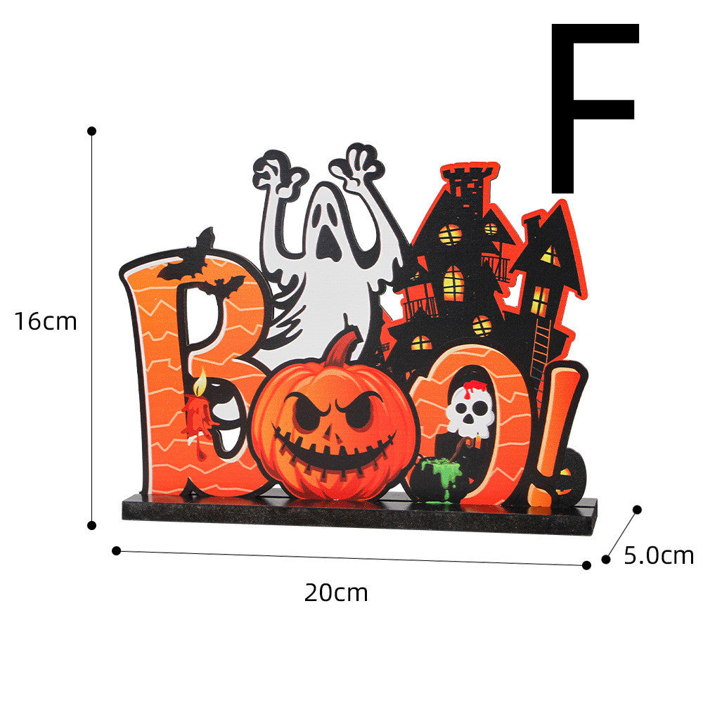 Halloween Wooden Ornaments Horror Atmosphere Arrangement Pumpkin Decoration