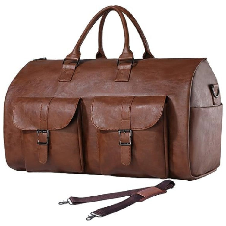 Unisex Foldable PU Leather Outdoor Travel Tote Solid Color