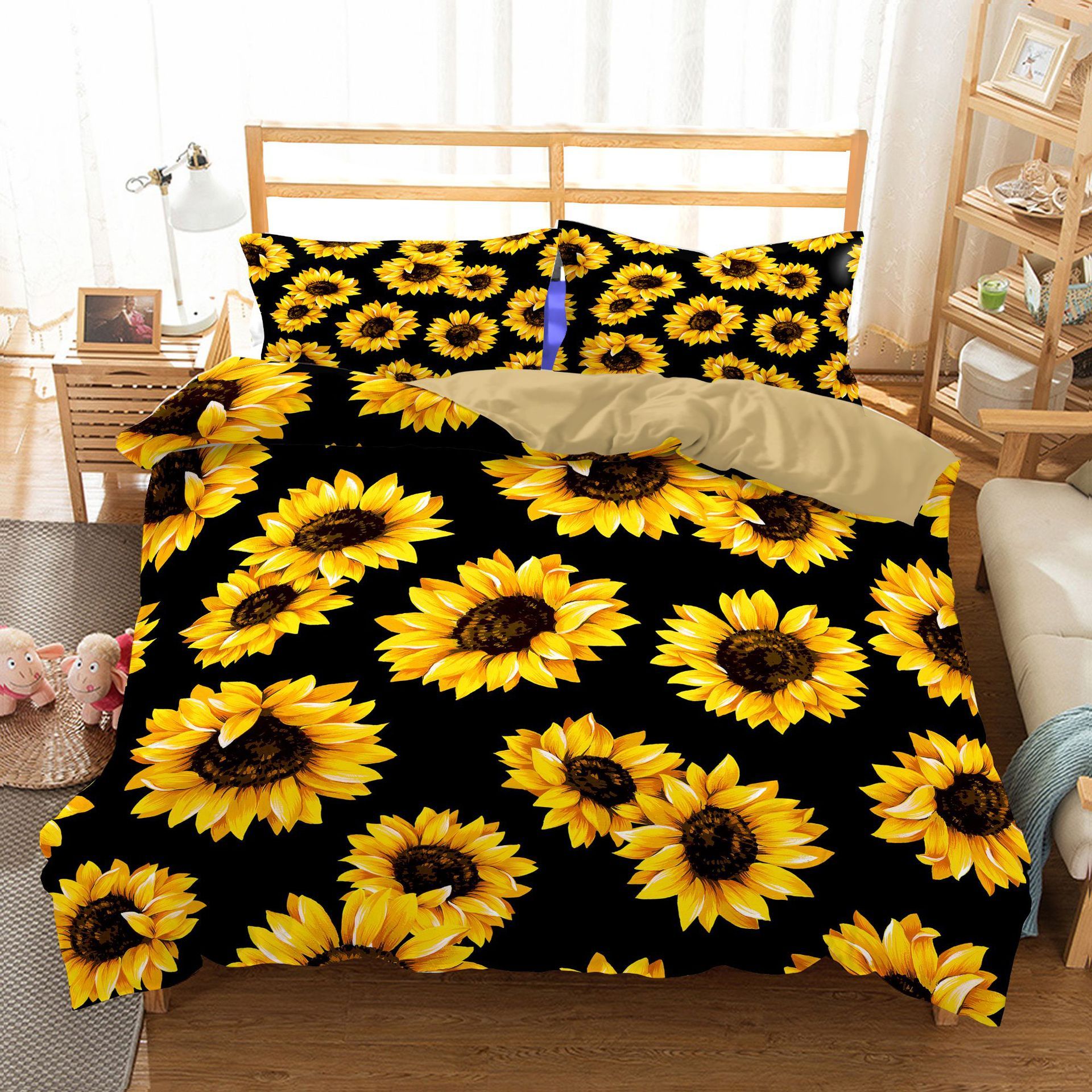 Three-Piece Sunflower Quilt Cover Bedding Set