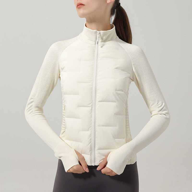 Women’s Lightweight Down Sports Jacket – Thermal Slim Fit Training Coat