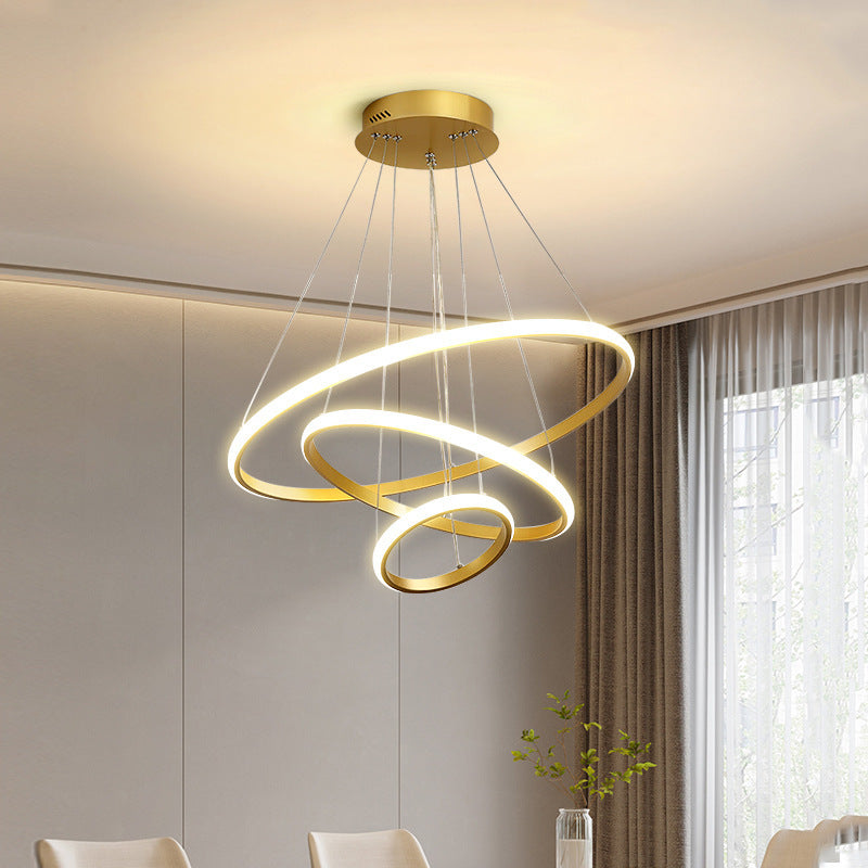 Intelligent Simple Household Iron Chandelier – Bluetooth & App-Controlled LED Lighting for Living & Dining Rooms