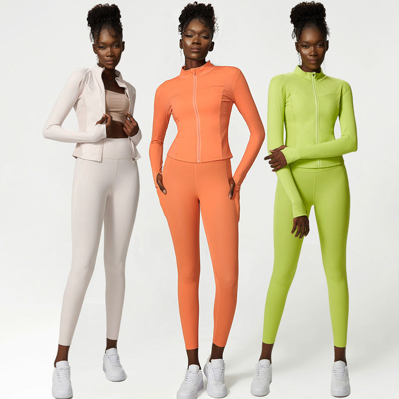 Nude Yoga Wear Jacket Pants Set