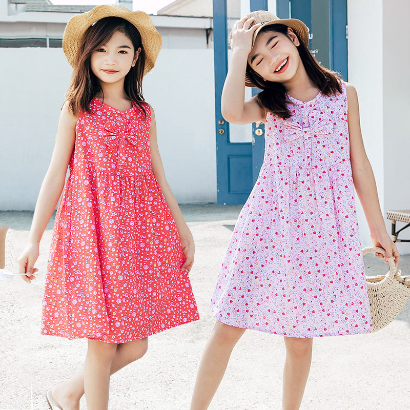 Girls' Fashionable Simple Cotton Print Skirt