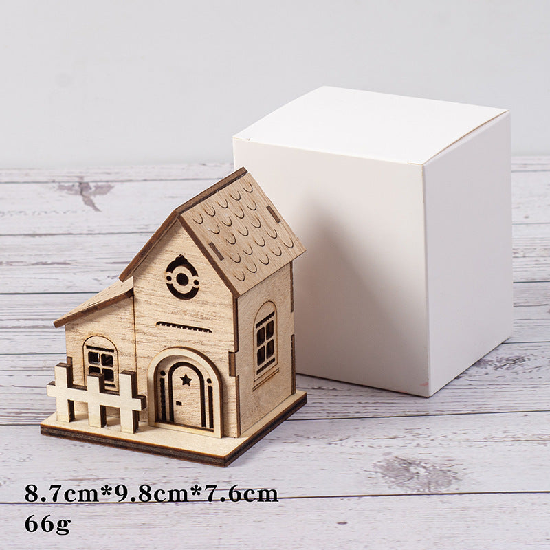 Christmas Wooden Luminous Cabin Holiday Ornaments