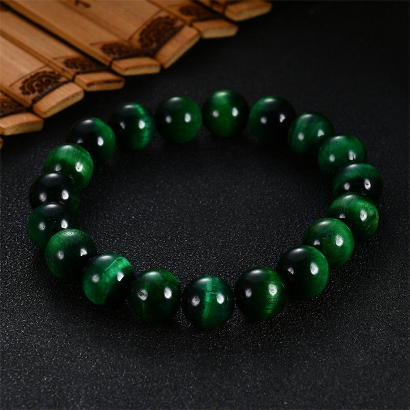 Unisex Green Tiger Eye Stone Beaded Bracelet Stretch Fit