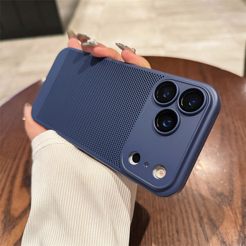 Heat Dissipation Mesh Phone Case with Lens Protector Breathable Frosted Cover for 17 Series