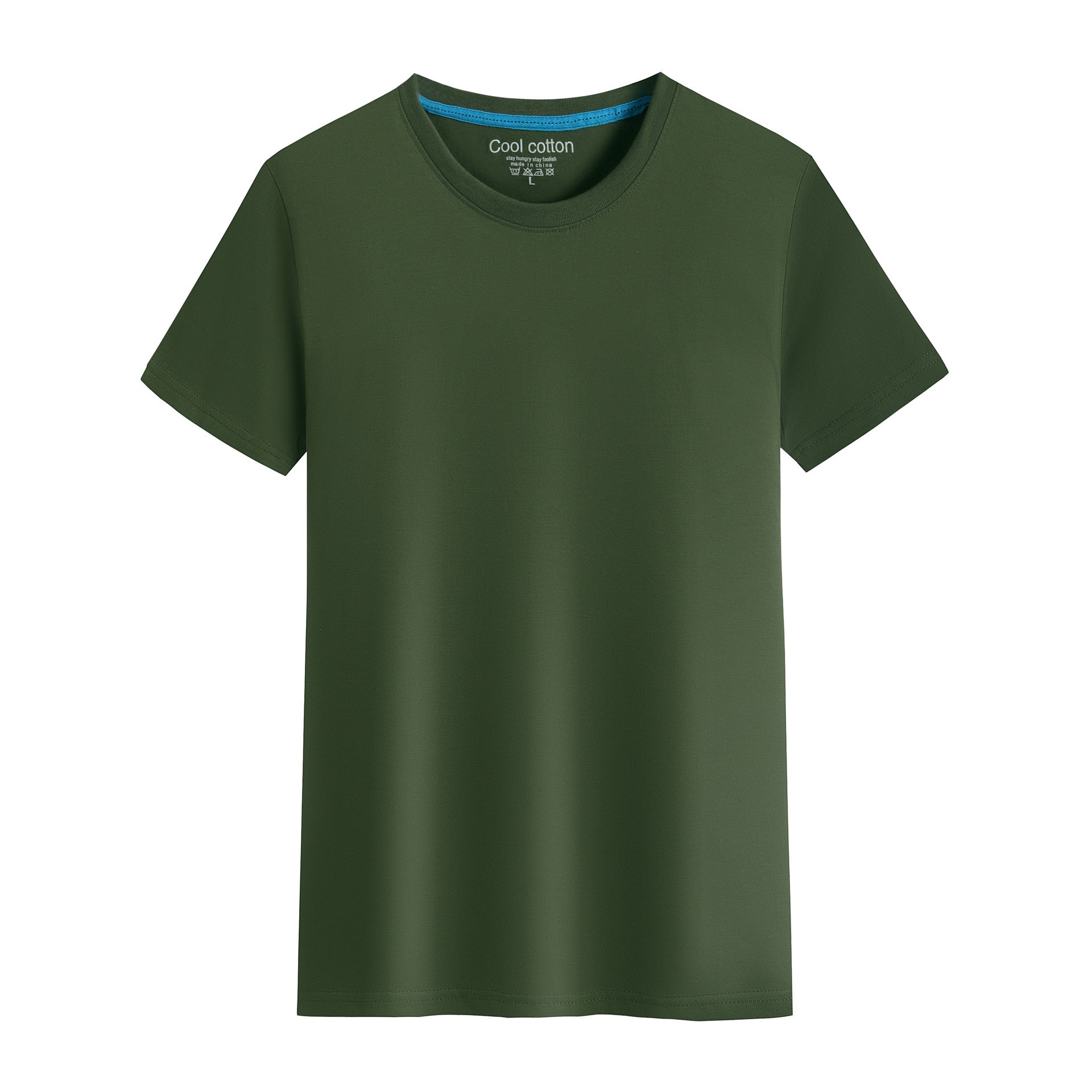 Cotton Blank With No Printed Patterns Round Neck Short T-shirt