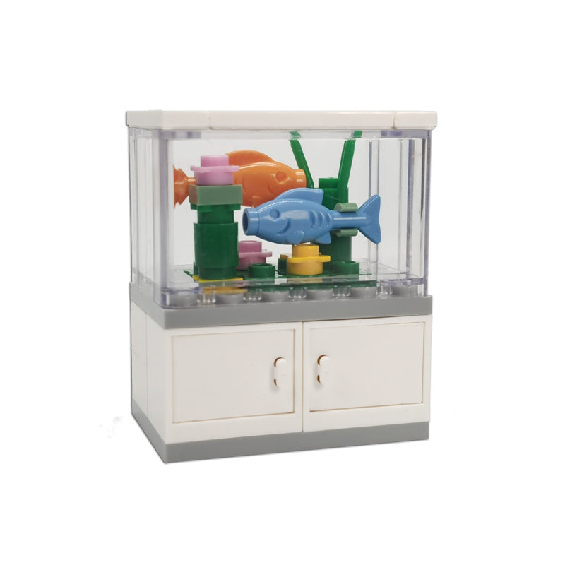 Small Particle Building Blocks Creative Small Scene Fish Tank Pet Box Small Living Room Home Interior Decoration Toy Ornaments