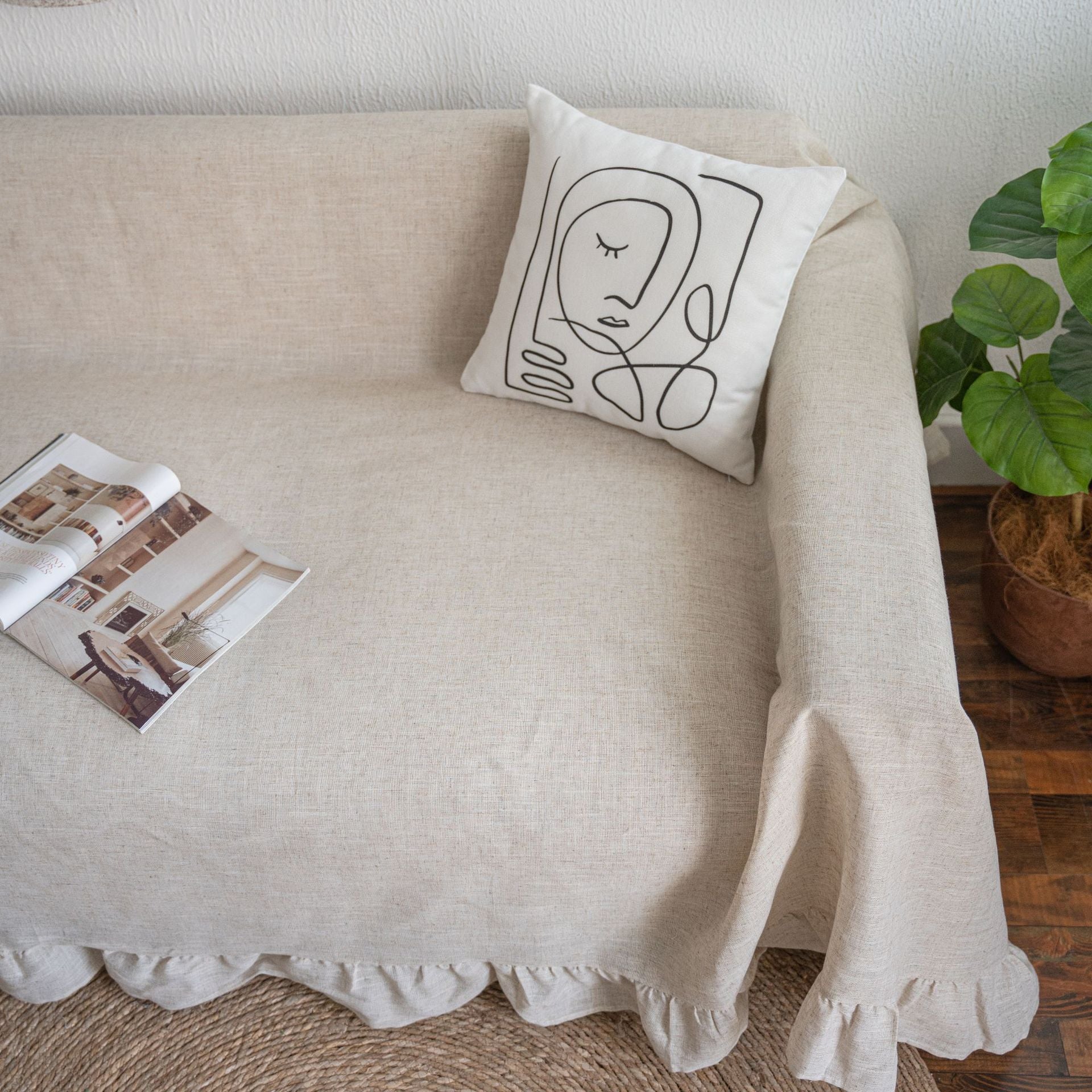 Sofa Towel Plain Pastoral Ruffled Multi-functional Cover Towel Retro