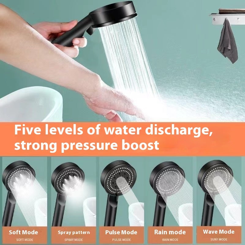 Handheld Pressure Shower Nozzle – 5-Speed Adjustable Shower Head