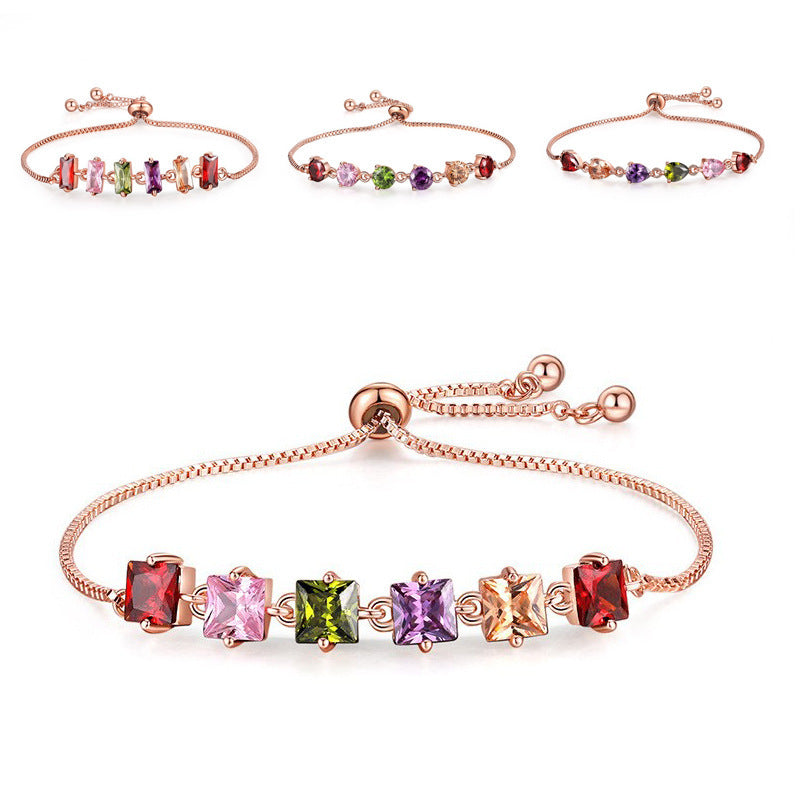 Women's Zircon Inlaid Copper Bracelet – Diamond Look Elegance