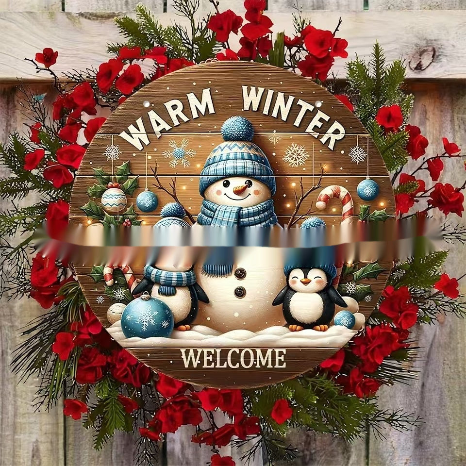 Christmas Winter Gingerbread Man Door Plate Ornaments Wooden